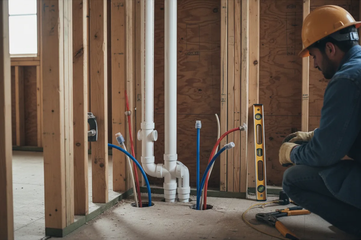 Drain and supply rough-in during Leak Detection in Lawrence